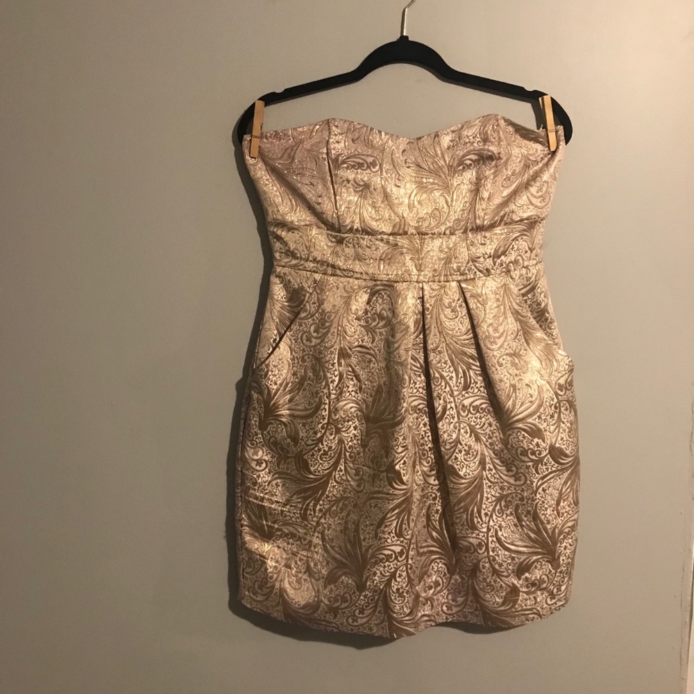 Taboo strapless pleated tie back fancy dress Sz L